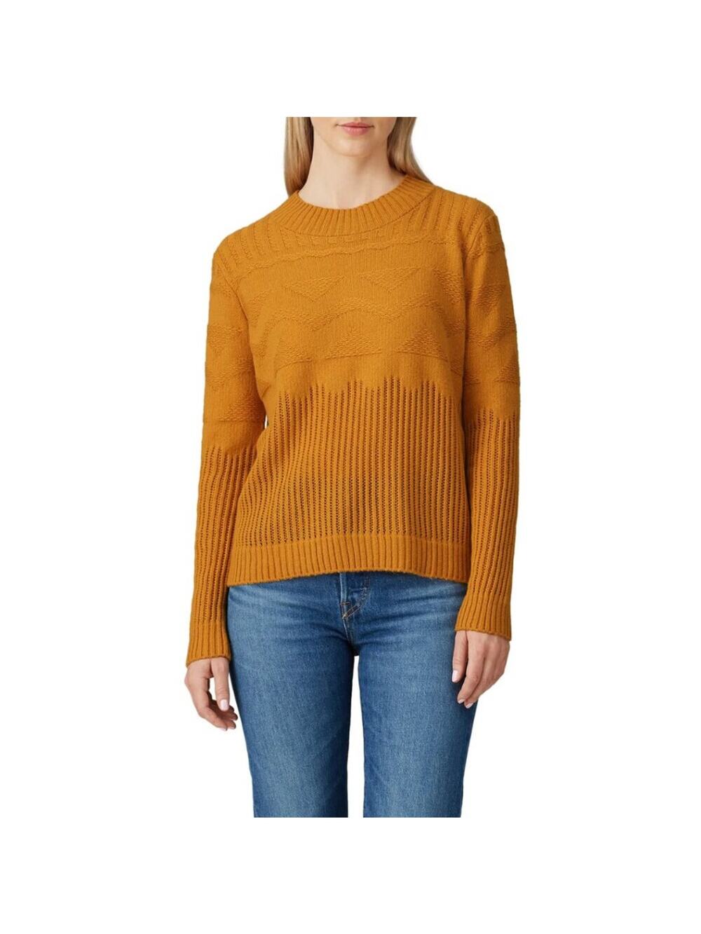 One Grey Day Textured Knit Sweater Mustard Yellow Size Small